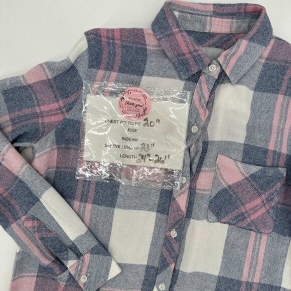 RAILS Hunter Mulberry Blue Plaid Relaxed Button Front Long Sleeve Rodeo XS Shirt - Picture 9 of 9